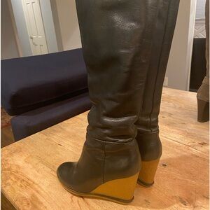Zara knee high wedge boots